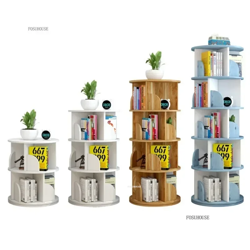 360&deg; Rotating Bookshelf Children's Picture Book Stands Simple Household Space Saving Landing Creative Storage Bookcase c