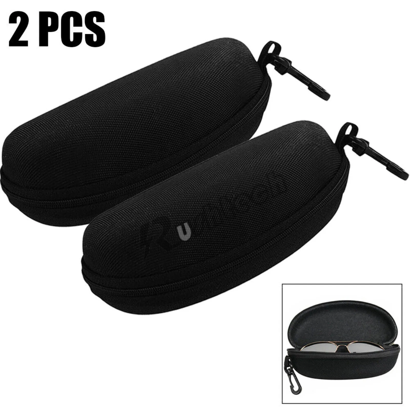 

2-Pack Eye Glasses Case Box Sunglasses Protector Hard Zipper Belt Clip Portable