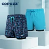 COPOZZ Men Swimming Trunks with Compression Liner 2 in 1 Quick Dry Bathing Suit Beach Shorts Double Layer Running Sports Shorts 1