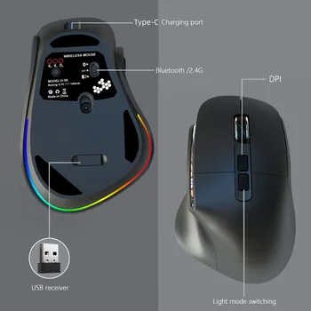 Ergonomic Dual Mode Gaming Mouse Type-C Charging Computer Accessory (For PC, Mobile Phone) 2