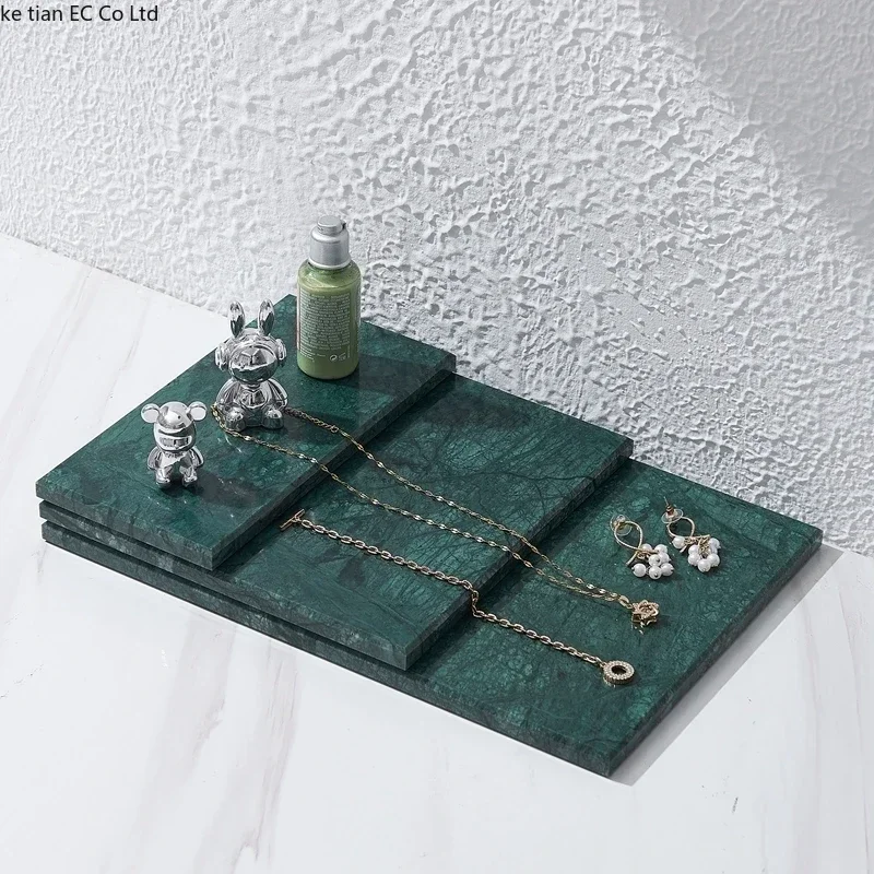 1pcs Natural green marble jewelry display rack display tray shop counter jewelry shooting props jewelry storage trays decorative 4