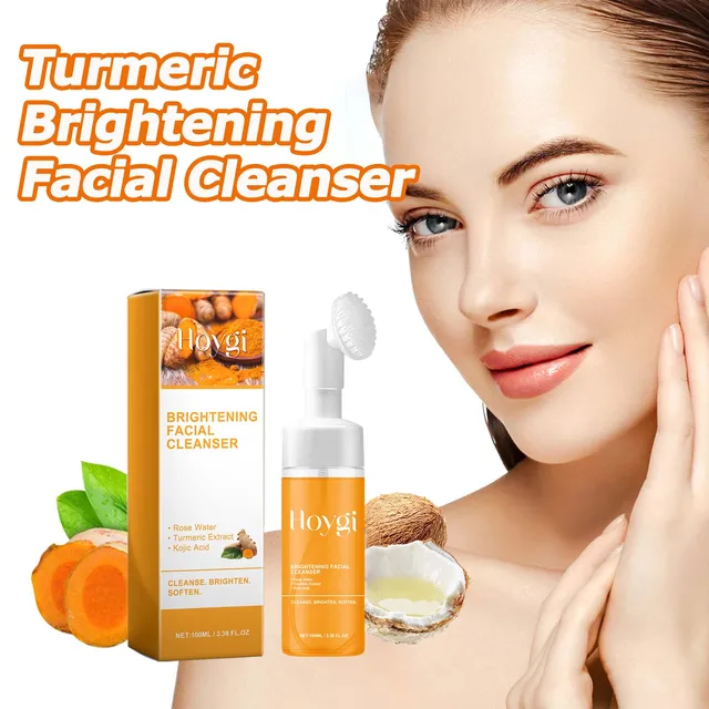 Nettoyant au curcuma, nettoyage en profondeur, acide kojique, dissolvant de points noirs, nettoyage de la peau, contrôle de l'huile, estompe les marques d'acné, mousse éclaircissante 1