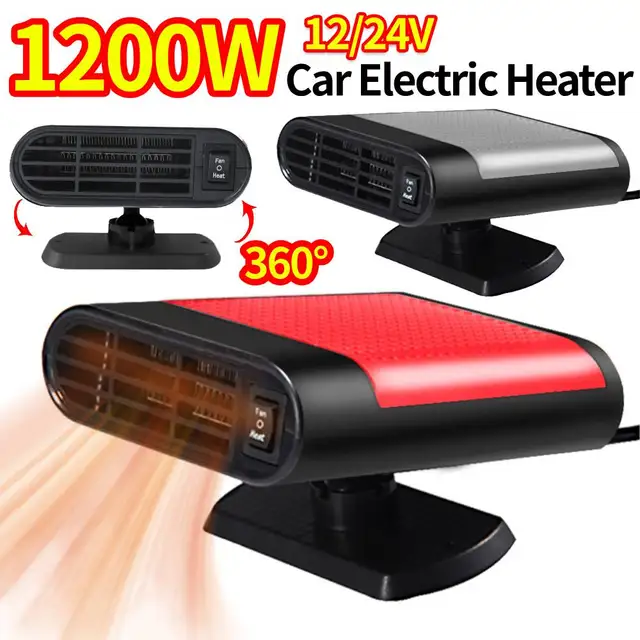 Ventilateur de Chauffage Électrique pour Voiture, Dél'offre bueur de Pare-Brise, Dégivreur, Portable, Rotatif à 1200 Degrés, 12V, 360 W 1