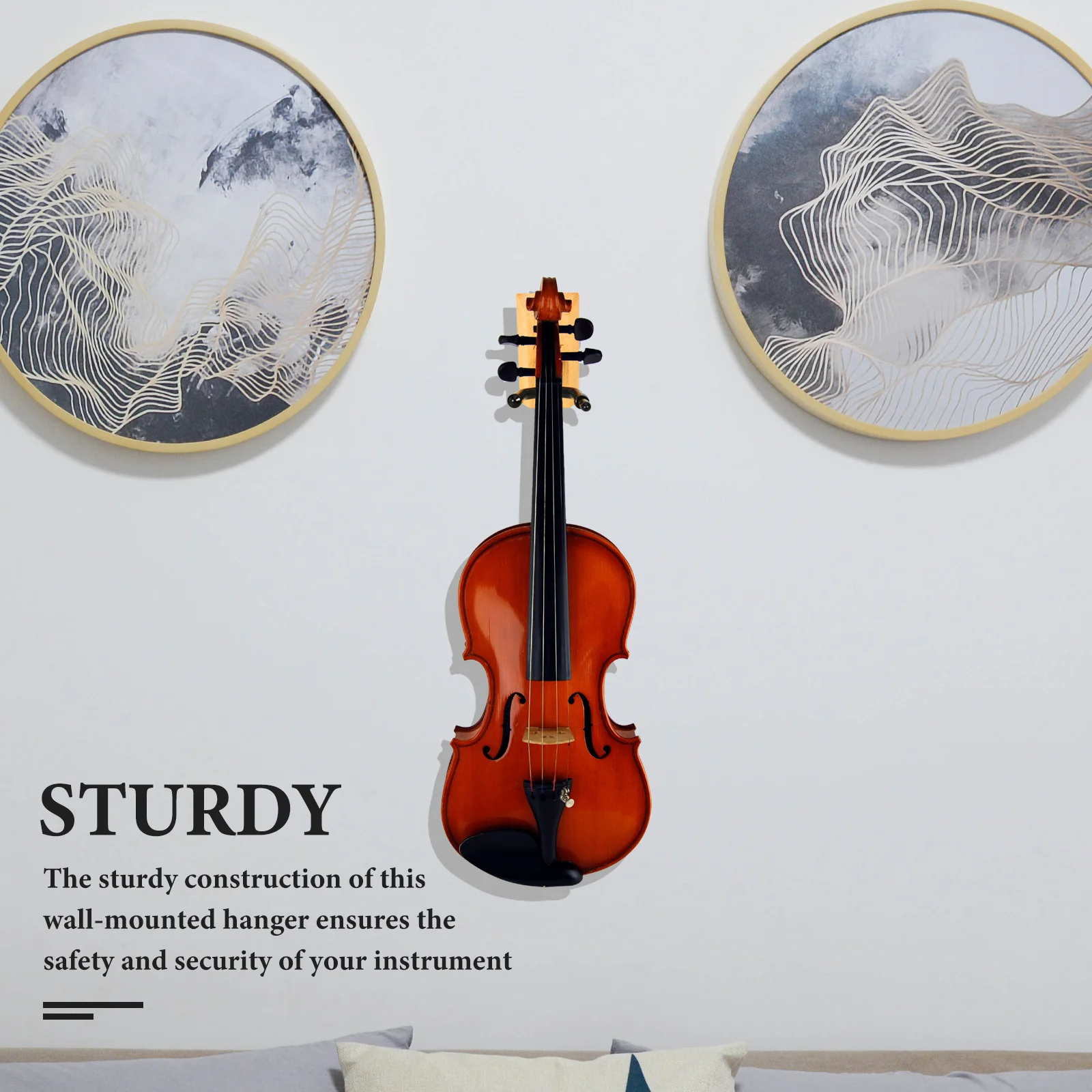 1 Set Wood Base Violin Hanger Hook Wall Mount with Bow Hook Violin/Viola Stand Non-slip Violin Hanger High Quality