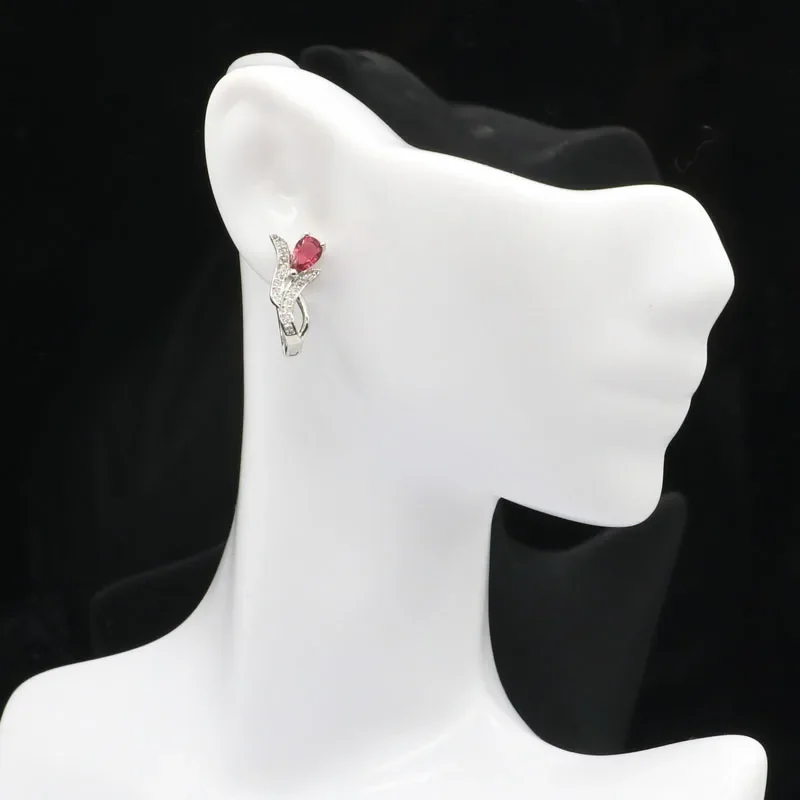 Customized 925 SOLID STERLING SILVER Earrings Charming Real Green Emerald Red Ruby Blue Aquamarine Tourmaline Citrine CZ Women W