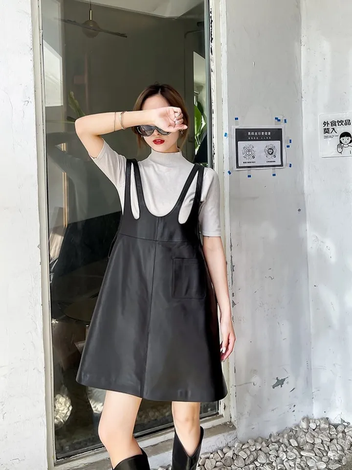 chinese dress ladies Faux Leather Seamed Jumper