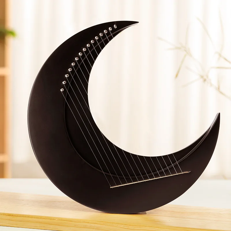 15 Strings Lyre Harps Creative Moon Wood Finger Harps C Key Portable Professional Lyre Pianos Beginner Stringed Instruments Hluru
