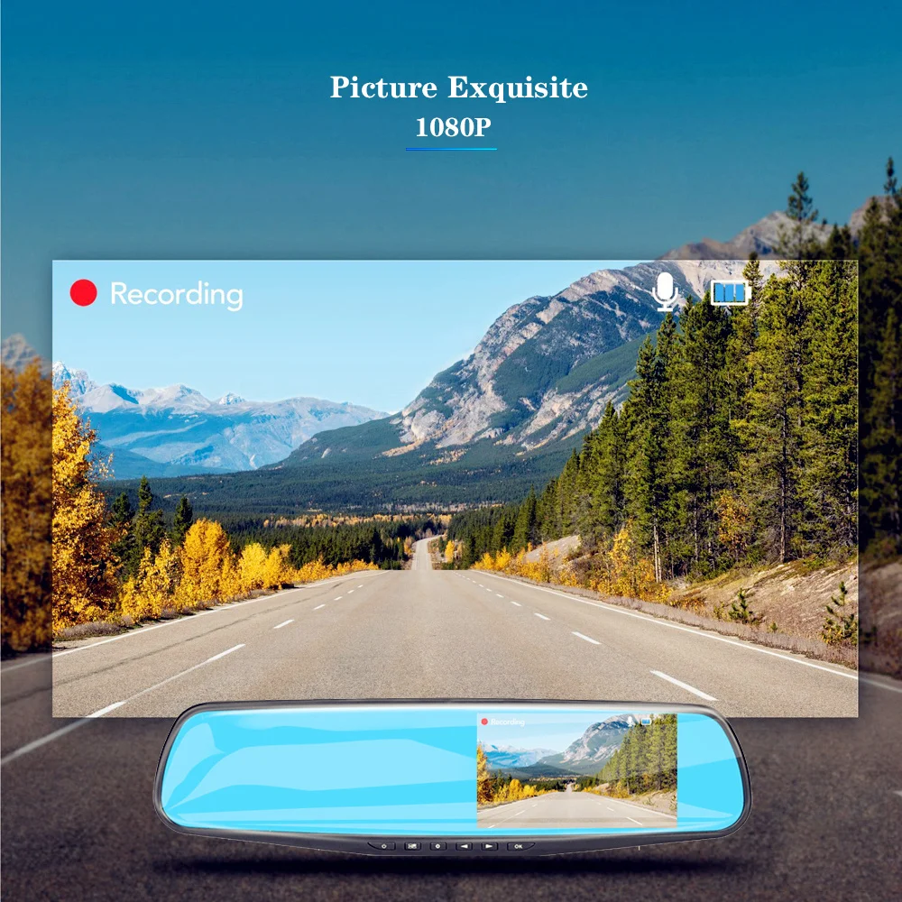 4.2-inch rearview mirror car recorder, dual lens HD 1080P loop video general purpose car video recorder, car DVR