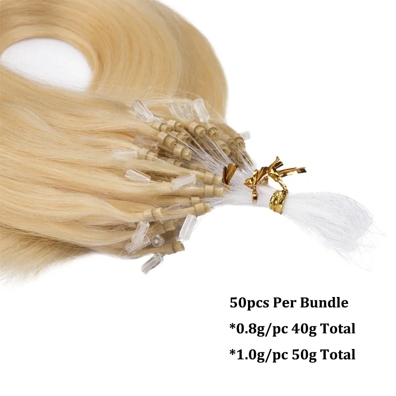 Micro Loop Hair Extension Natural Straight Real Human Hair Brazilian Remy Micro Link Extensions For Women Invisible 50pcs