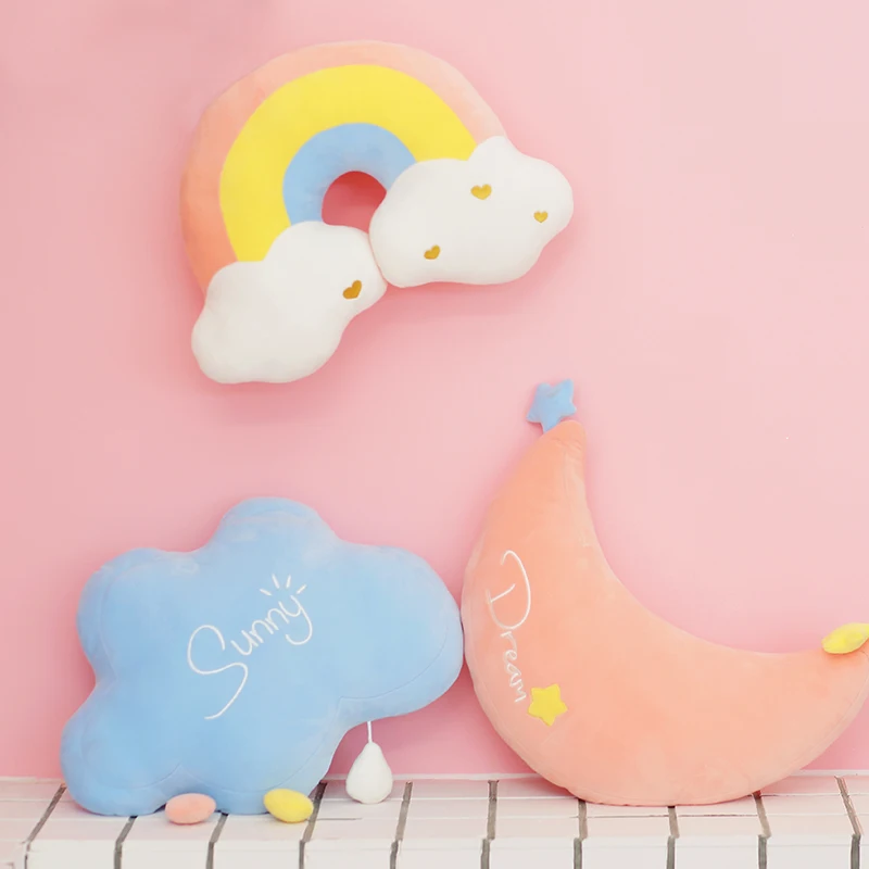 Rainbow Wish Star Moon Plush Pillow Colorful Crown Cloud Soft Toy Pillow Cushion Sofa Home Decoration Throw Pillows 5