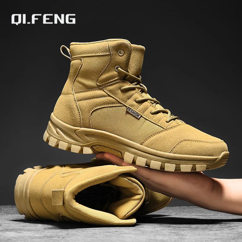 

High Top Outdoor Combat Training Military Boots Martin Boots Desert Hiking Work Boots Men Mountaineering Anti Slip Casual Shoes