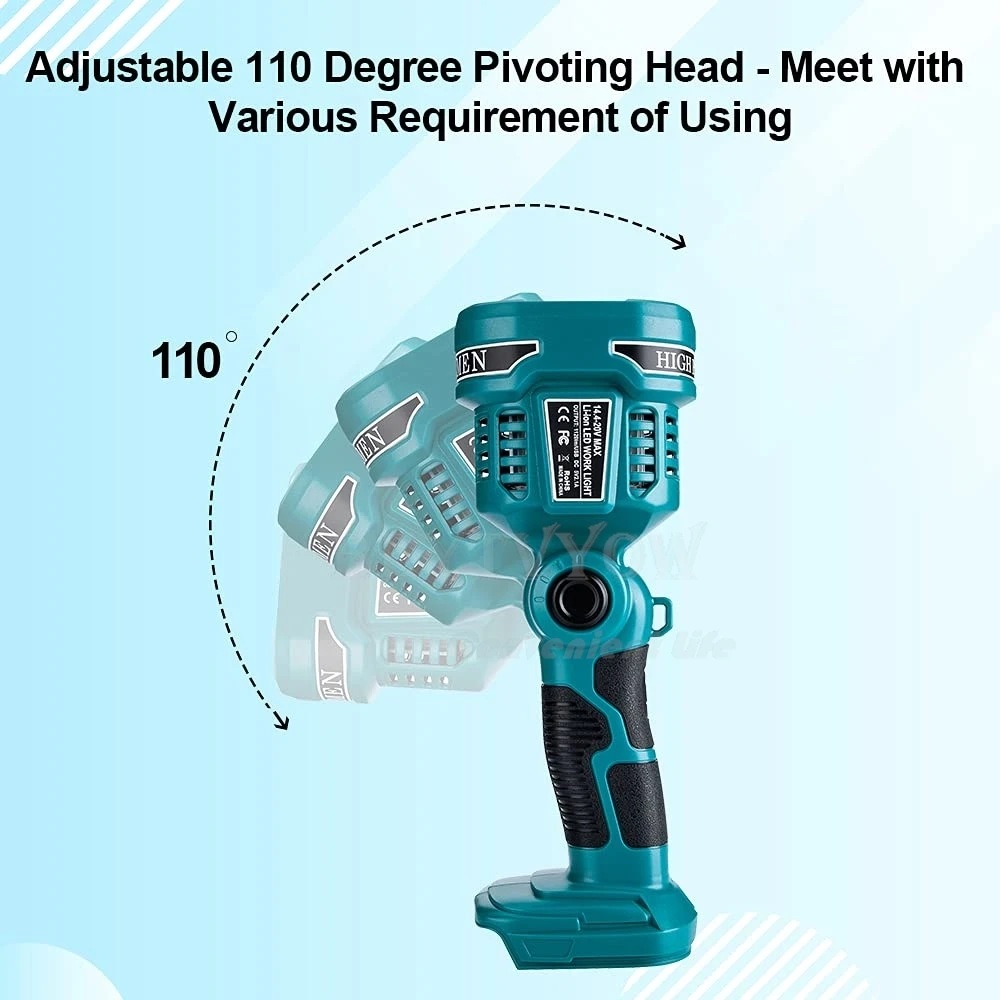 1120LM Portable Flashlight Compatible with Makita 18V Battery Jobsite LED Work L