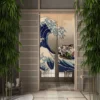 Japanese Cherry Blossom Carp Streamer Corrugated Linen Door Curtain Restaurant Kitchen Partition Customizable Blackout Curtain 2