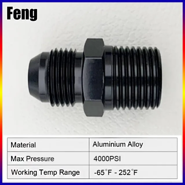 Black 6AN To 3/8 NPT Adapter Straight Pipe Thread To 6 AN Flare - Foto 14