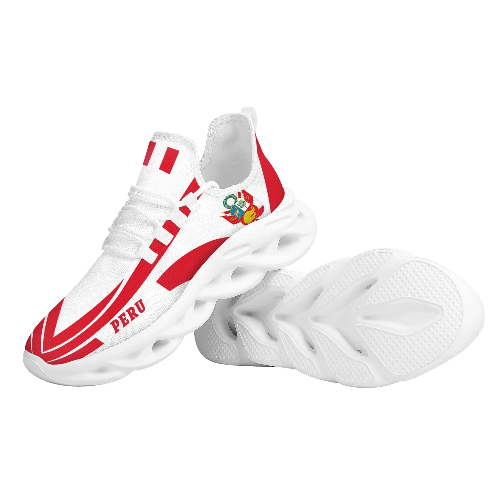 Peru Flag Printing Thick Sole Vulcanized Shoes Ladies Lightweight Casual Outdoor Sneakers Student Non-Slip Basketball Shoes