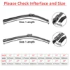 Car Wiper For Top Lock Push Buttom Arm Windshield Wipers Blades Universal Soft Rubber Frameless Bracketless 13" to 28" 24" 26" 2
