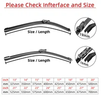 Car Wiper For Top Lock Push Buttom Arm Windshield Wipers Blades Universal Soft Rubber Frameless Bracketless 13" to 28" 24" 26" 2
