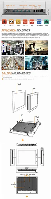 PC-1501 Встроенный 15-дюймовый промышленный панельный ПК с сенсорным экраном 5