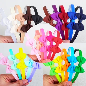 5pcs 2inch Grosgrain Ribbon Hair Bows with Headband Plastic Teeth Hairbands Girls Headbands Children Kids Hair Accessories