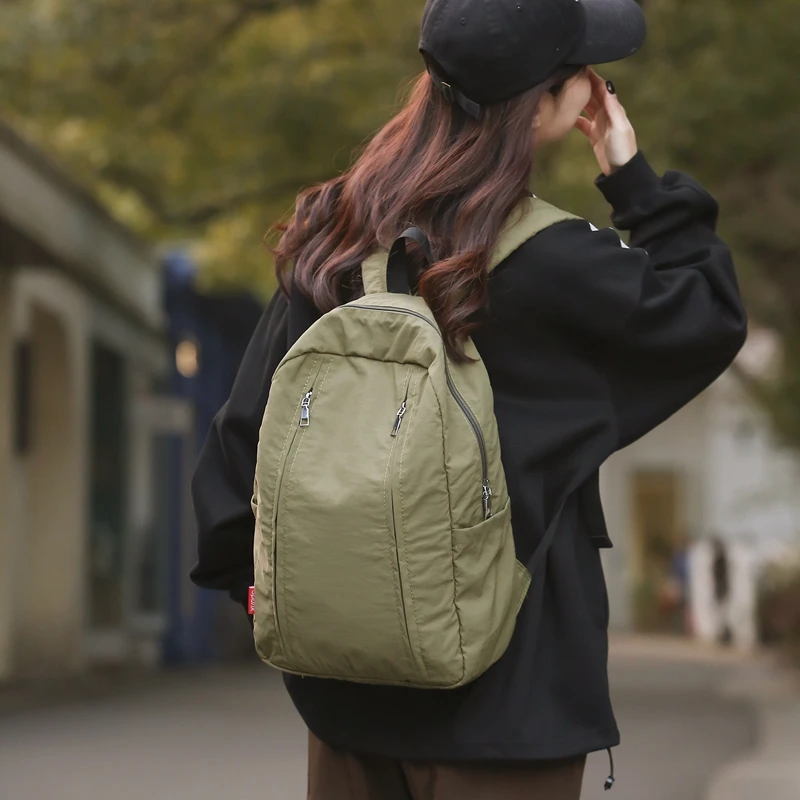 Simple Lightweight Nylon Women's Backpack Forest Style Girl Zippered Backpack School Backpack for College Students 4