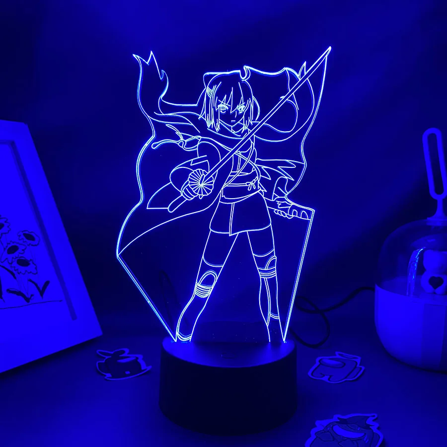 

Аниме Фигурка Fate Okita Souji, 3D Светодиодная лампа, RGB неоновые ночники, подарки для друга, красочная манга, украшение для спальни, стола