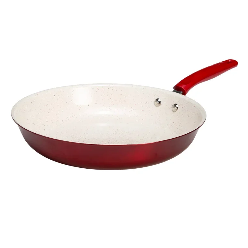 

Вкусная чистая керамическая 12-дюймовая антипригарная алюминиевая сковорода для жарки, красная