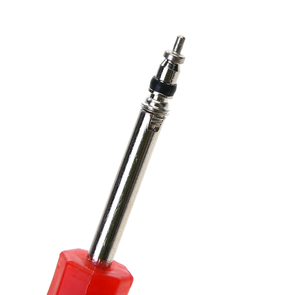 Tire Valve Core Removal Installer Tool Screw Driver Tire Repair Wrench with 5 Valve Cores Car Bike Motorcycle Repair Tools