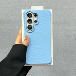 Soft Water Ripple Silicone Magnetic Case with Wireless Charging Compatibility - Galaxy S23 Ultra (Lake Blue)