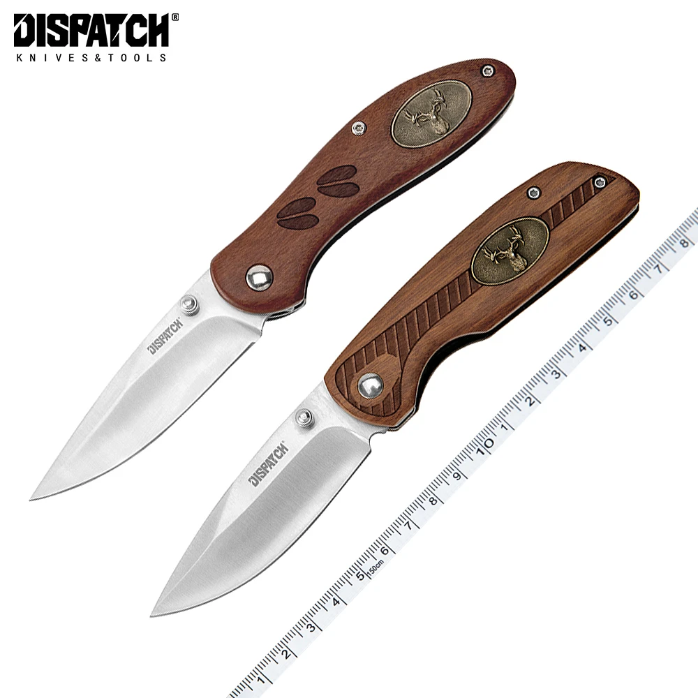 Folding Pocket Knife with Wooden Handle and 3Cr13 Sanding Blade for