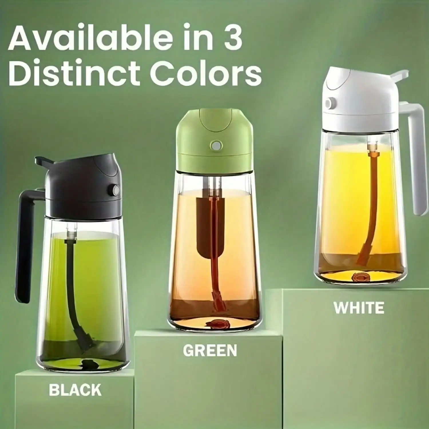 Cam yağ dağıtıcısı ve sprey, 16oz/470ml, yemek pişirmek için, havalı kızartma tavası, barbekü, salata - mutfak yağı spreyi |   yuvarlak cam şişe