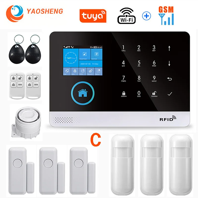 elderly emergency button Wireless WIFI GSM Home Security Alarm System For Tuya Smart Life APP With Motion Sensor Detector Compatible With Alexa & Google ring alarm pad Alarms & Sensors