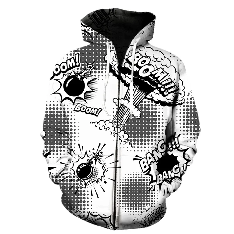 thumbnail image 1 of Sudadera con cremallera colorida con estampado 3D para hombre, sudadera con estampado de grafiti de dibujos animados, sudaderas de manga larga a la moda, sudaderas con capucha, 1 of 5