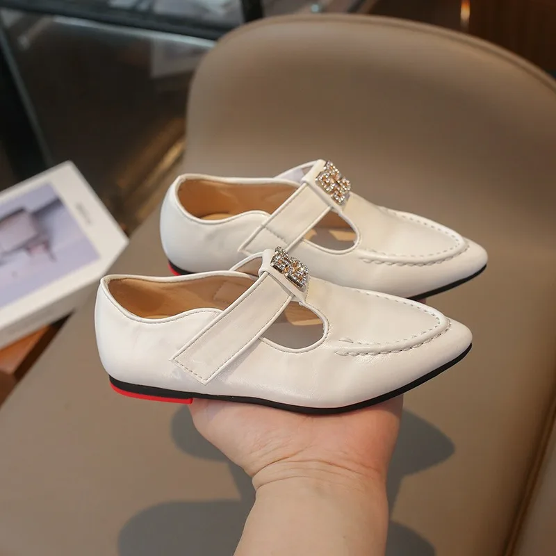 Girl's Pointed Little Leather Shoes Spring and Autumn New Korean Version Children's Soft Sole Fashion Princess Single Shoe