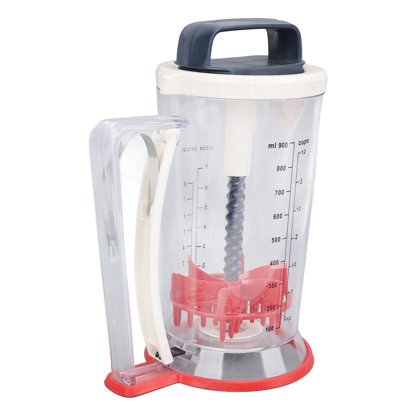 Pancake Batter Dispenser with Squeeze Handle Manual Cupcake Batter Separator with Mixing Function and Measuring Scale