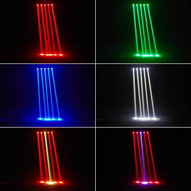 180w 5-Head XY Rotating Stage Disco Light  DMX512 Sound Control RGBW Beam+Green