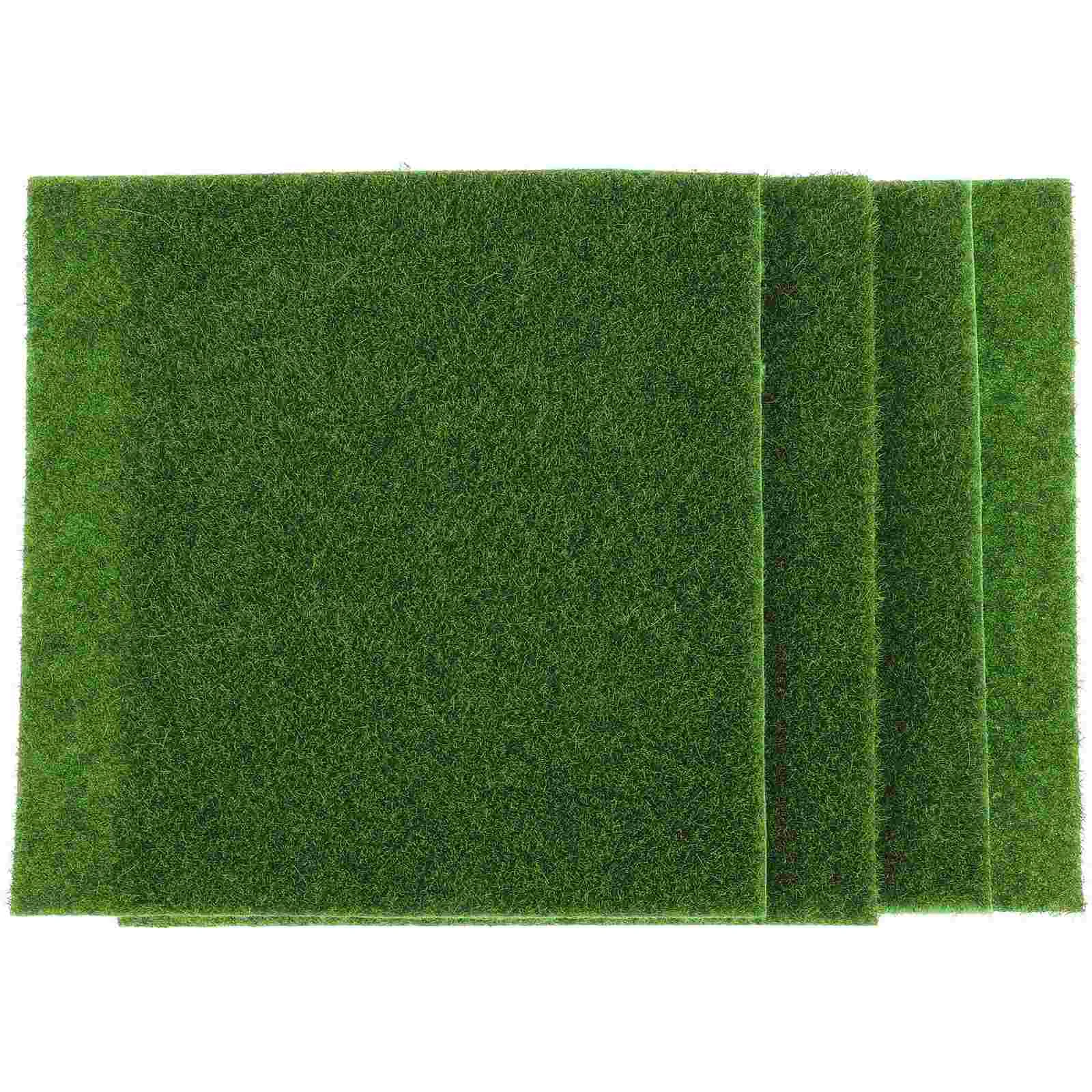 4Pcs Artificial Grass 15x15cm PVC Green Lifelike Moss for Mini HouseDecoration Easy Maintain Gardening Carpet 6