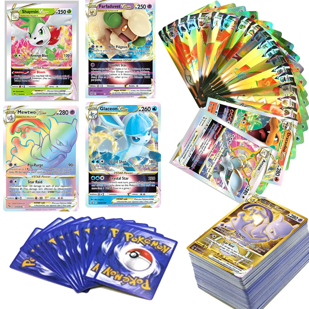 Carte Pokemon Olografiche Vstar Tag Team Gx Vmax V Trainer Energy Shining Cards Game Castano Giocattolo Per Bambini Regalo