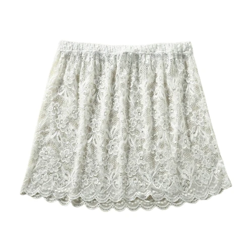 여성 꽃 레이스 레이어링 가짜 탑 스윕 스커트 Pleated Fkae 헴 셔츠 Extender DXAA 3