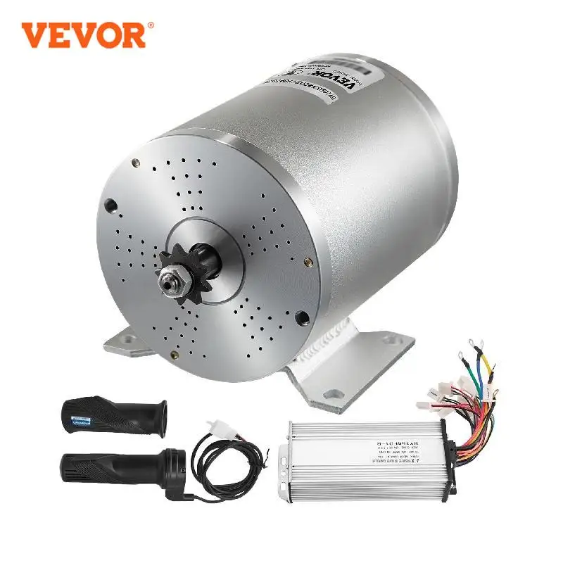 VEVOR Moteur DC sans Balais pour Vélos Électriques 500 - 3000 W 36 - 72 V avec Contrôleur de Vitesse et Chargeur pour E-Scooters