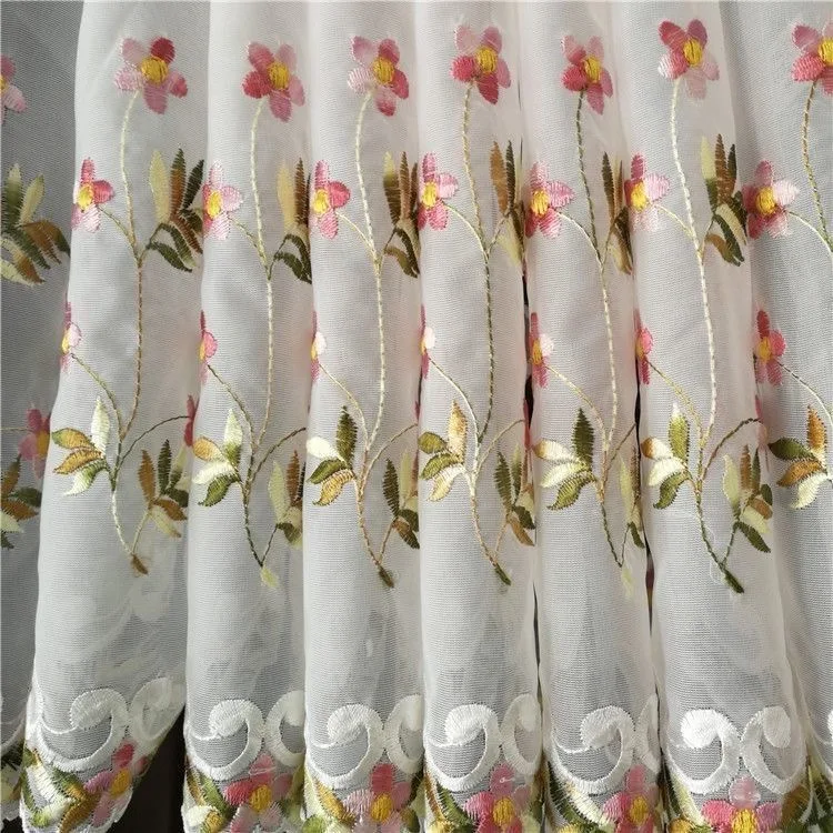 Embroidered curtains Lace curtains Decor curtains Half Curtain Embroidered Valance Lace Crochet gauze Flower Countryside Style Tulle for Cupboard Kitchen Cabinet Door Wallet