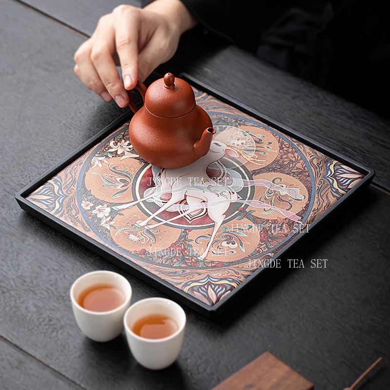 Water Absorbing Tea Tray Household Chinese Style Dry Foam Table Small Water Storage Tea Table Kung Fu Tea Set Tray Teapot Trays