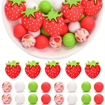 Strawberry series silicone bead set 1