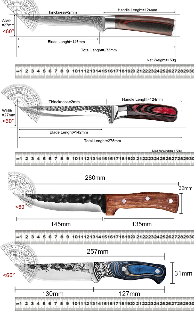 Description Picture 3 of itemProfessional Japanese Kitchen Boning Knife Forged Deboning Slicing Meat Cleaver Chef Fillet Knife for Fishing BBQ Tool