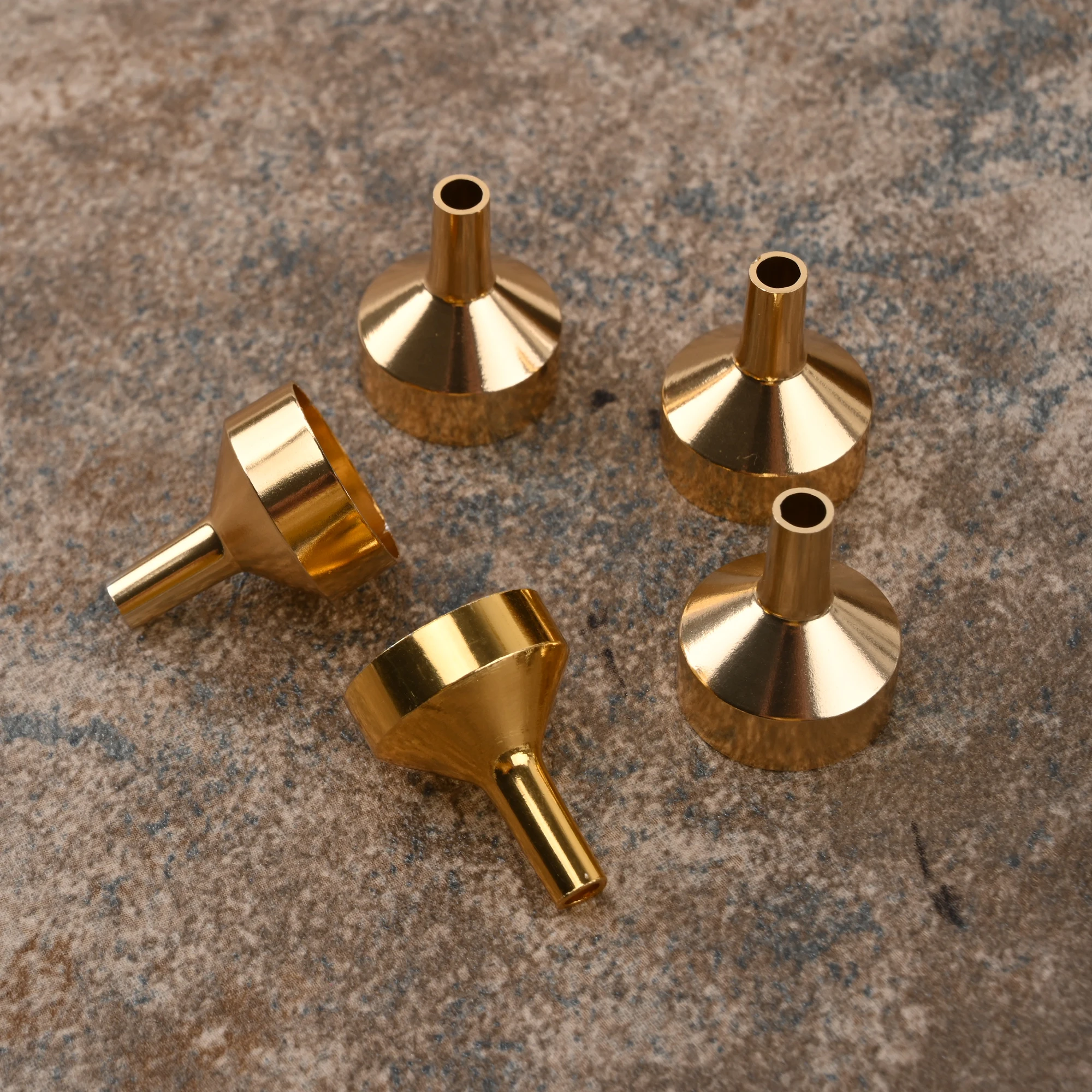 미니 골드 금속 깔때기 실험실 용품, 작은 병 리필 전송 액체 충전용 문구, 10 개