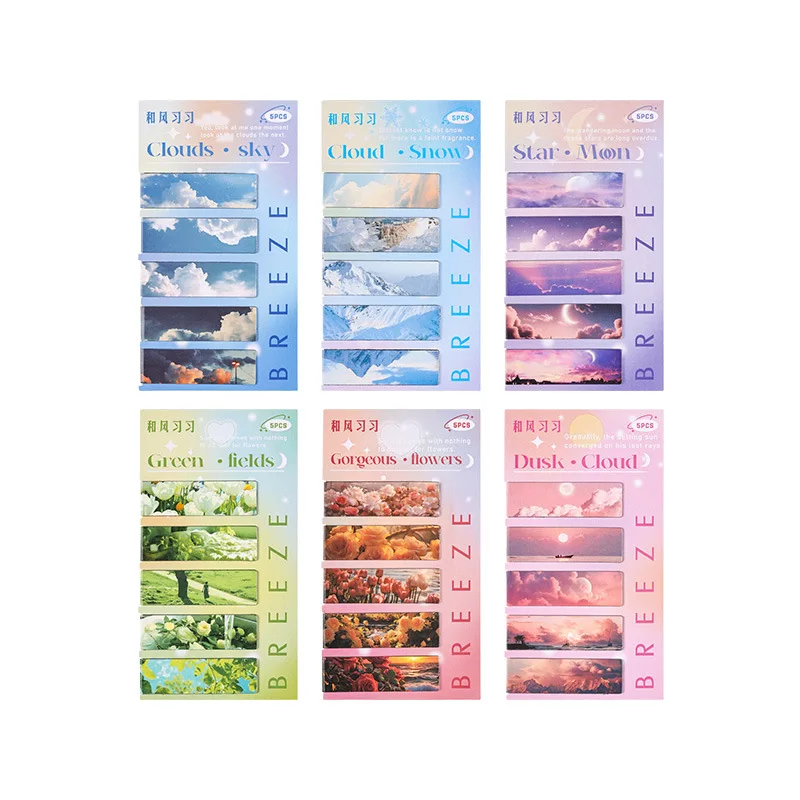 5pcs/pack Magnetic bookmark beautiful scenery clouds simple literary pattern bookmark Reading tool School office supplies butterfly magnetic bookmarks