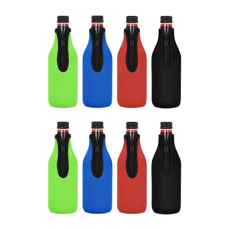 8 Pack Beer Bottle Insulator Sleeve Keep Drink Cold,Zip Up Bottle