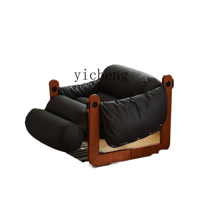 

ZK Single Sofa Vintage Leather Balcony Living Room Lazy Leisure Chair Internet Celebrity Reading Chair