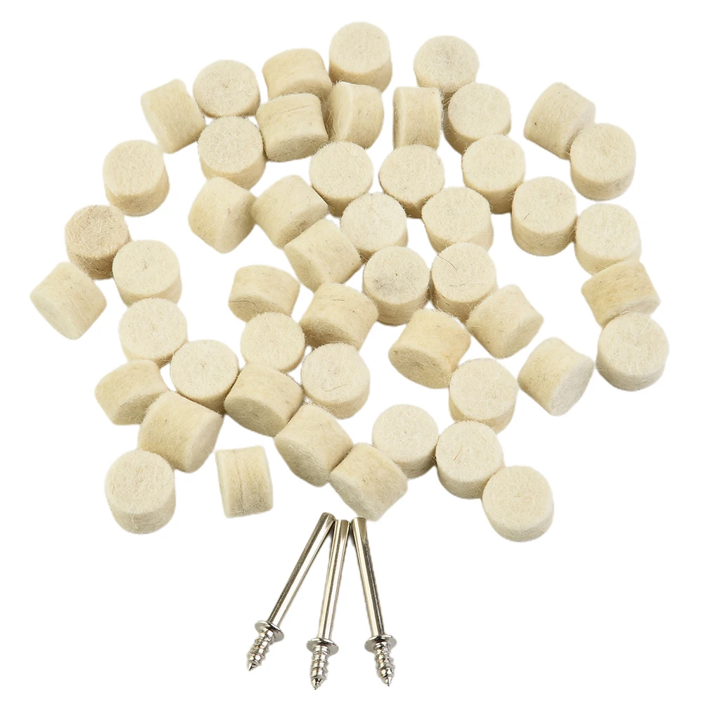 

53 Pcs Wool Felt Buffing Wheel Connecting Rod Polishing Bit 3.17mm Shank For Grinding Cleaning Grinder Rotary Tools Accessories
