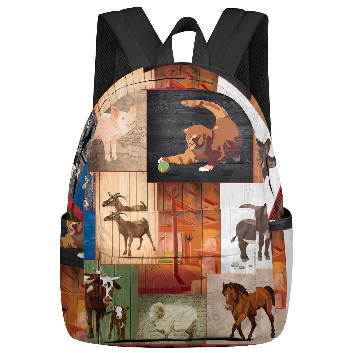 

Винтажный вместительный рюкзак для книг с изображением животных из фермы и дерева, дорожные рюкзаки, школьный ранец для подростков, женские сумки для ноутбука, рюкзак