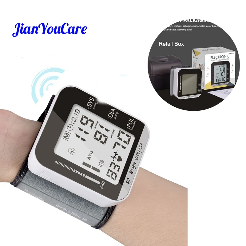 

Health Care Automatic Wrist Blood Pressure Monitor Case Digital LCD Wrist Cuff Blood Pressure Meter Esfingomanometro Tonometer